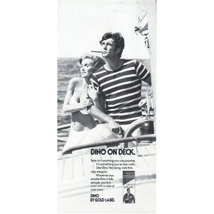 1976 Dino Gold Label Lean Cigar Vintage Print Ad Blonde Bikini Sailing Wall Art